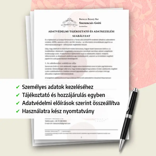 Adatvédelmi tájékoztató és adatkezelési szabályzat szépségipari vállalkozóknak