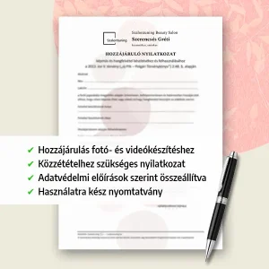 Hozzájáruló Nyilatkozat fotó és videó készítéséhez és közzétételéhez – Szépségápolási szakemberek számára