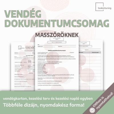 Vendégkarton, kezelési terv és kezelési napló - Vendég dokumentumcsomag masszőröknek